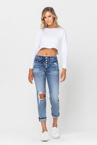 Flying Monkey Stretch Distressed Boyfriend Jeans