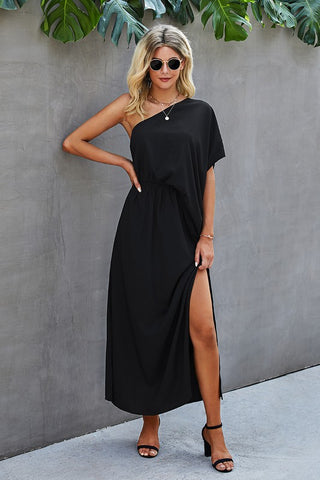 One Shoulder Maxi Dress - Black