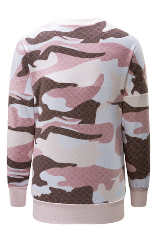Camo Crew Neck Top - Pink