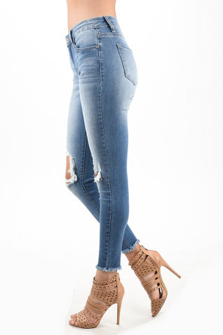 Kan Can Frayed Bottom Distressed Jeans