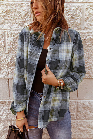 Flannel Plaid Shacket - Gray