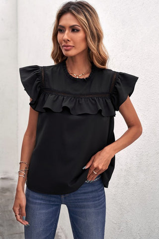 Flutter Sleeve Top - Black