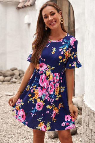 Spring Flair Dress - Navy