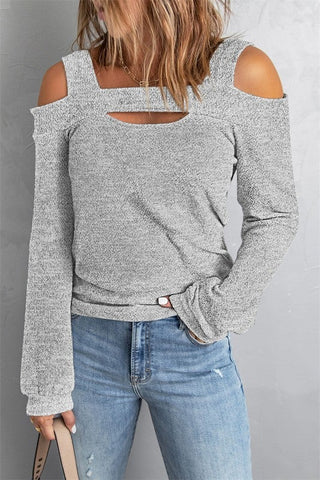 Cold Shoulder Top - Gray - Ships Tuesday