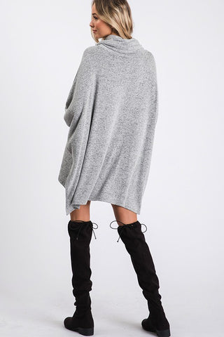 Turtleneck Poncho - Gray