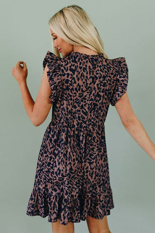 Cap Sleeve Leopard Print Dress