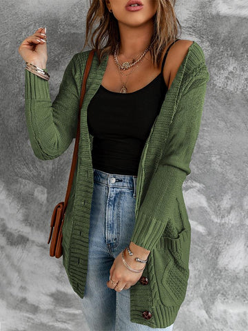 Cozy Textured Cardigan - Green