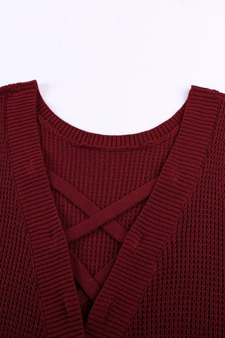 Reversible Criss Cross Sweater Knit Tank - Wine