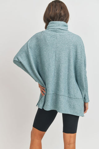 Thermal Cowl Neck Top - Green