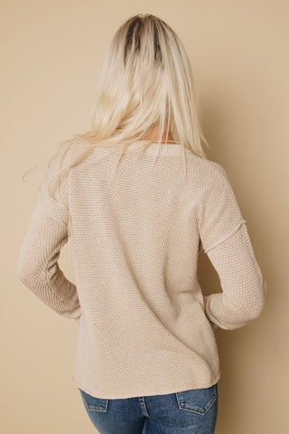 Henley Style Sweater - Taupe