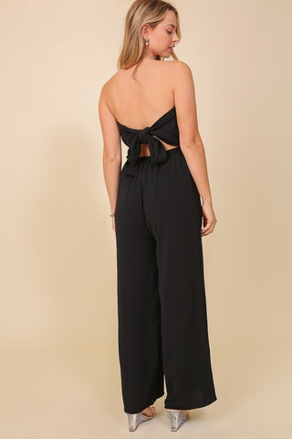 Vacay Vibes Strapless Jumpsuit - Black