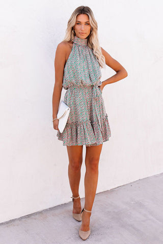 Mint and Pink Ruffle Hem Dress