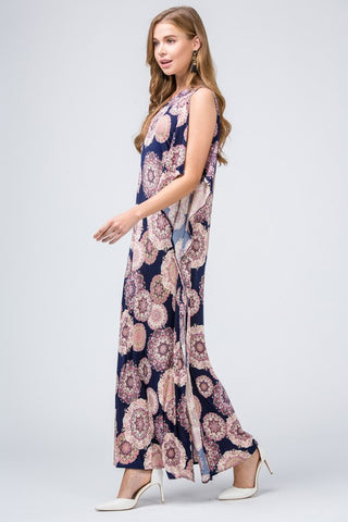 Elegant One Shoulder Maxi Dress - Navy