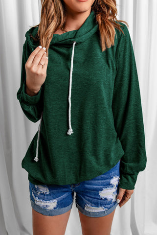 Casual Cowl Neck Top - Green