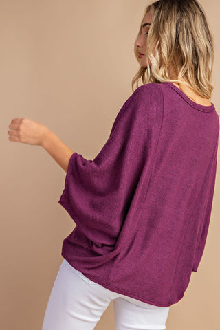 Dolman Sleeve Flowy Top - Plum