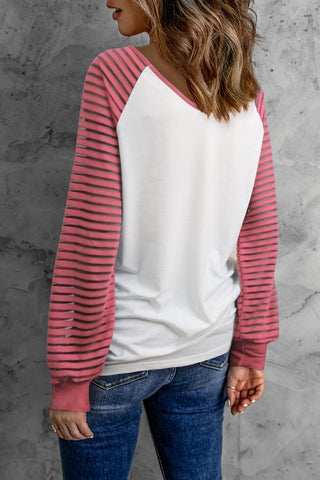Mesh Sleeve Top - White and Pink