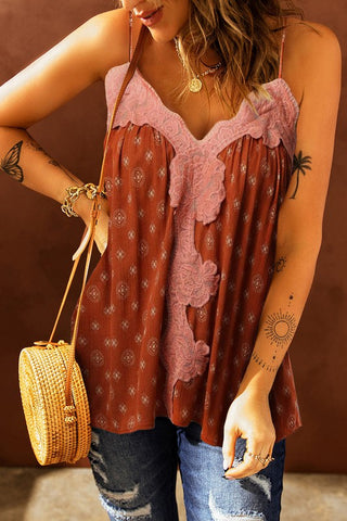 Lace Adjustable Strap Tank Top