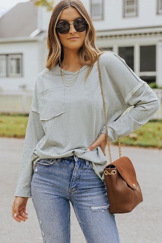 Drop Sleeve Fall Top - Gray