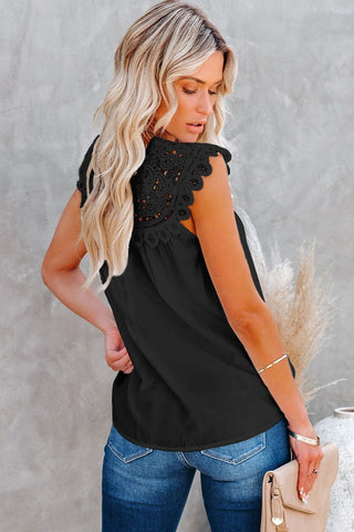 Button up Lace Top - Black