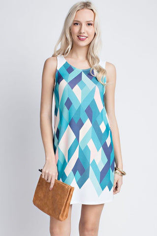 Sleeveless Geometric Dress  - Mint