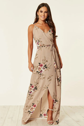 Front Slit Maxi Dress - Taupe