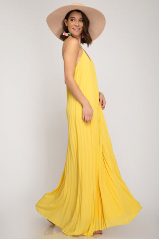 Pleated Maxi Dress - Tomato