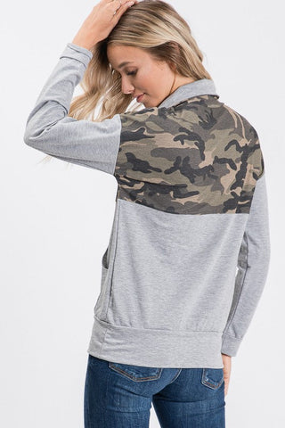 Zip Up Camo Top - Gray