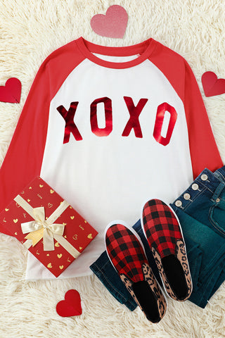 XOXO Baseball Tee - Red