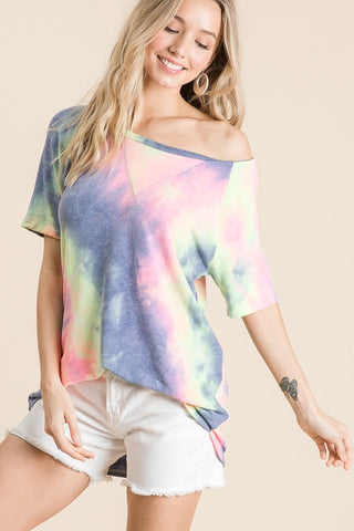 Tie Dye Short Sleeve Sweatshirt - Charcoal