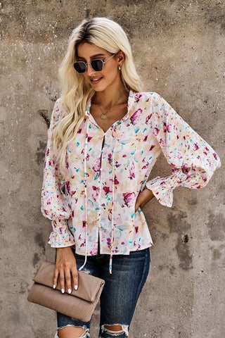 Floral Blouse - Pink and White