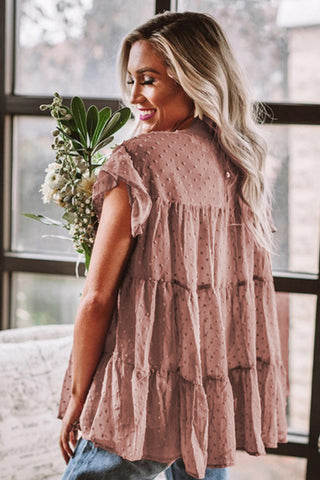 Swiss Dot Baby Doll Tunic Top - Mauve