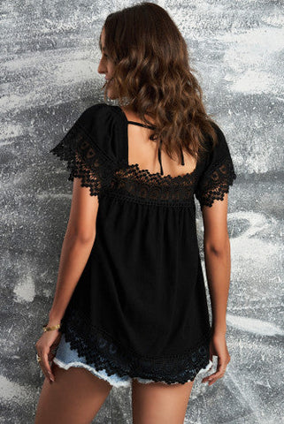 Lace Baby Doll Top - Black