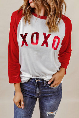 XOXO Baseball Tee - Red