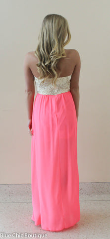 Subtle Sparkle Maxi Dress - Neon Pink - Blue Chic Boutique
 - 5