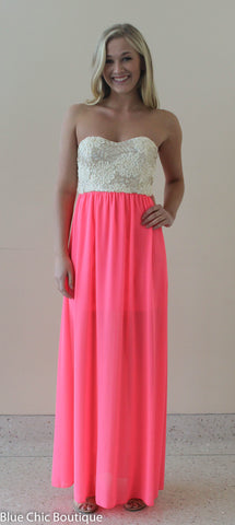 Subtle Sparkle Maxi Dress - Neon Pink - Blue Chic Boutique
 - 7