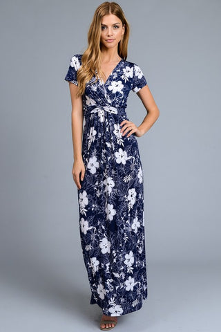 Navy and White Floral Maxi