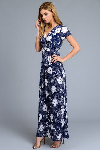 Navy and White Floral Maxi