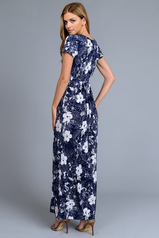 Navy and White Floral Maxi