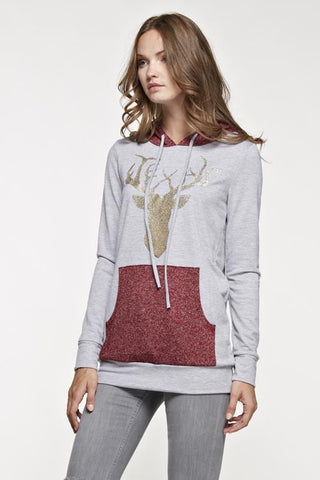 Sparkle Reindeer Hoodie - Burgundy - Blue Chic Boutique
 - 2