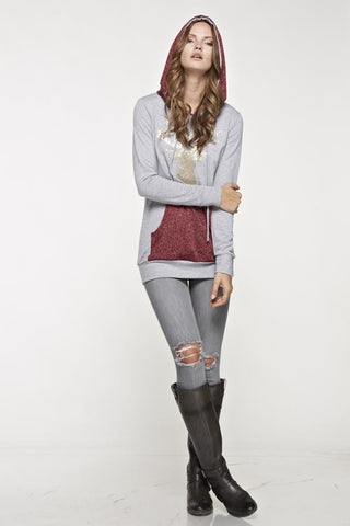 Sparkle Reindeer Hoodie - Burgundy - Blue Chic Boutique
 - 5