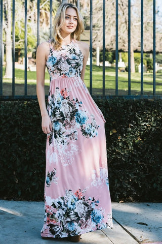 Garden Party Maxi Dress - Pink Bouquets