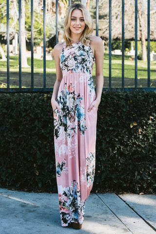 Garden Party Maxi Dress - Pink Bouquets