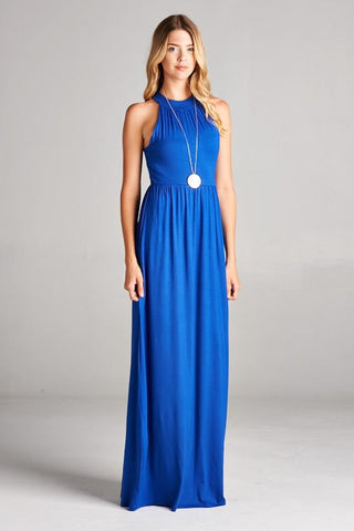 Solid Racerback Elegant Maxi Dress - Royal