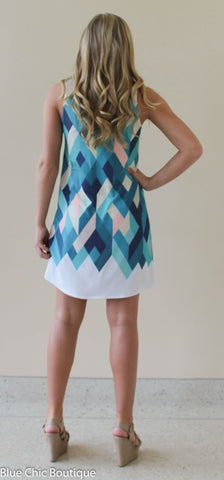 Sleeveless Geometric Dress  - Mint - Blue Chic Boutique
 - 5