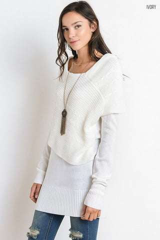 Layers of Warmth Sweater - Ivory - Blue Chic Boutique
 - 1