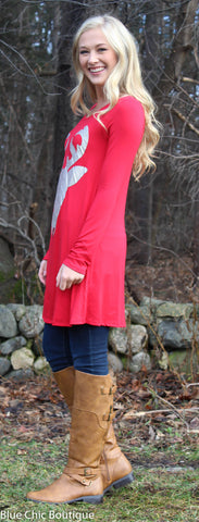 Glitter Reindeer Tunic - Red - Blue Chic Boutique
 - 3