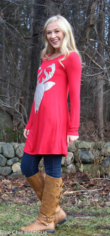 Glitter Reindeer Tunic - Red - Blue Chic Boutique
 - 4