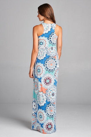 Garden Party Maxi Dress - Patio Print Blue