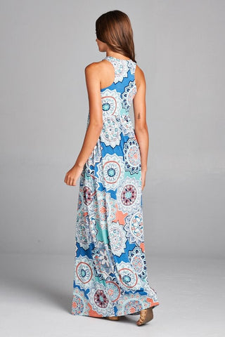 Garden Party Maxi Dress - Patio Print Blue