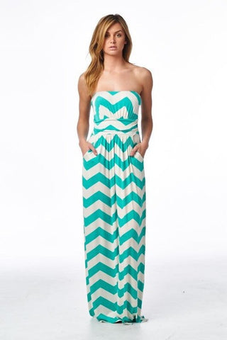 Jade Chevron Maxi Dress - Blue Chic Boutique
 - 2